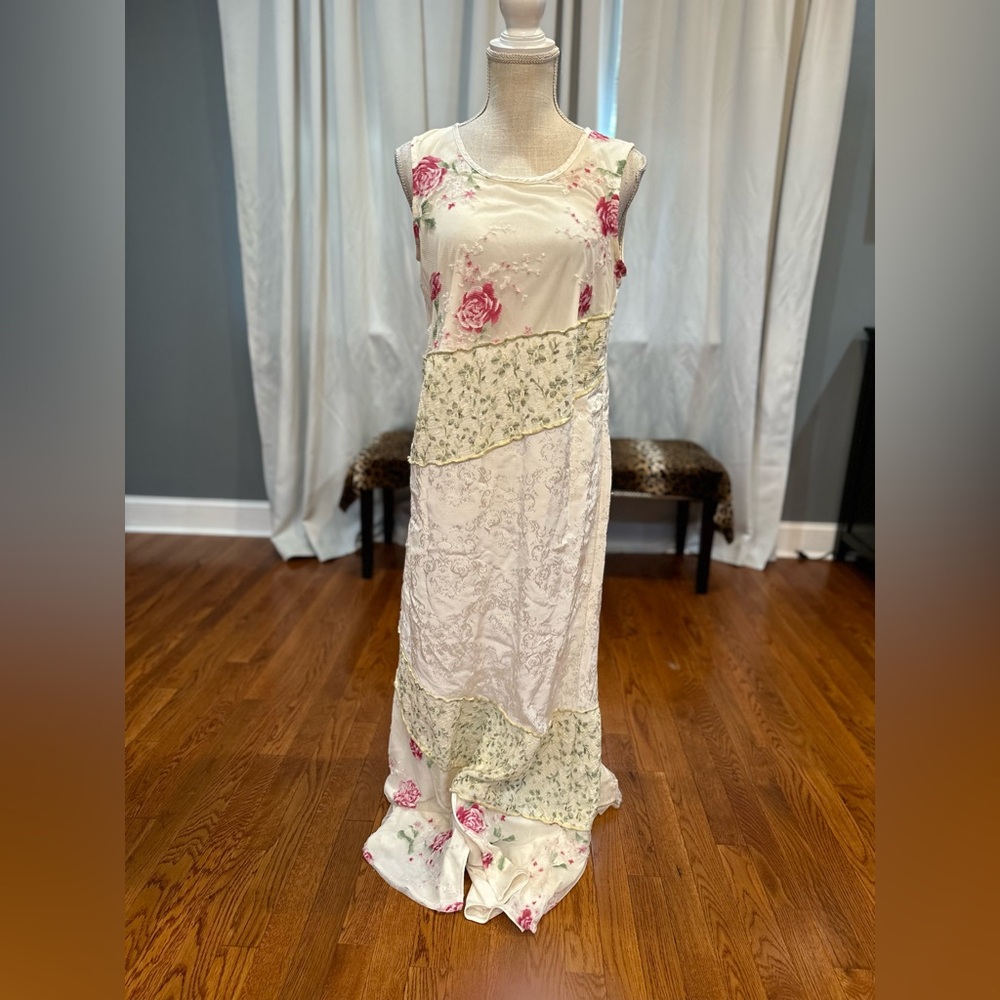 Spencer Alexis off white floral lace cottage granny fairy core vintage dress